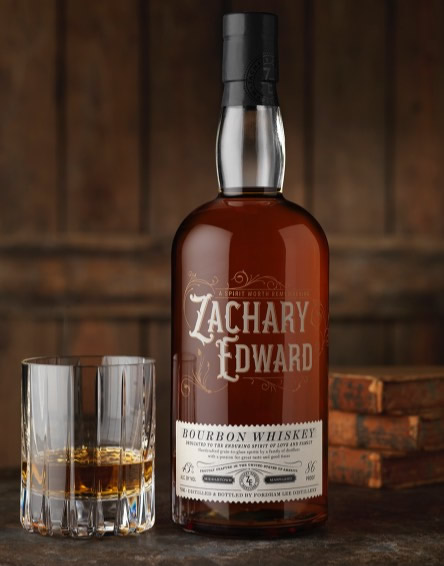 Zachary Edward Bourbon Whiskey Bottle And Glass