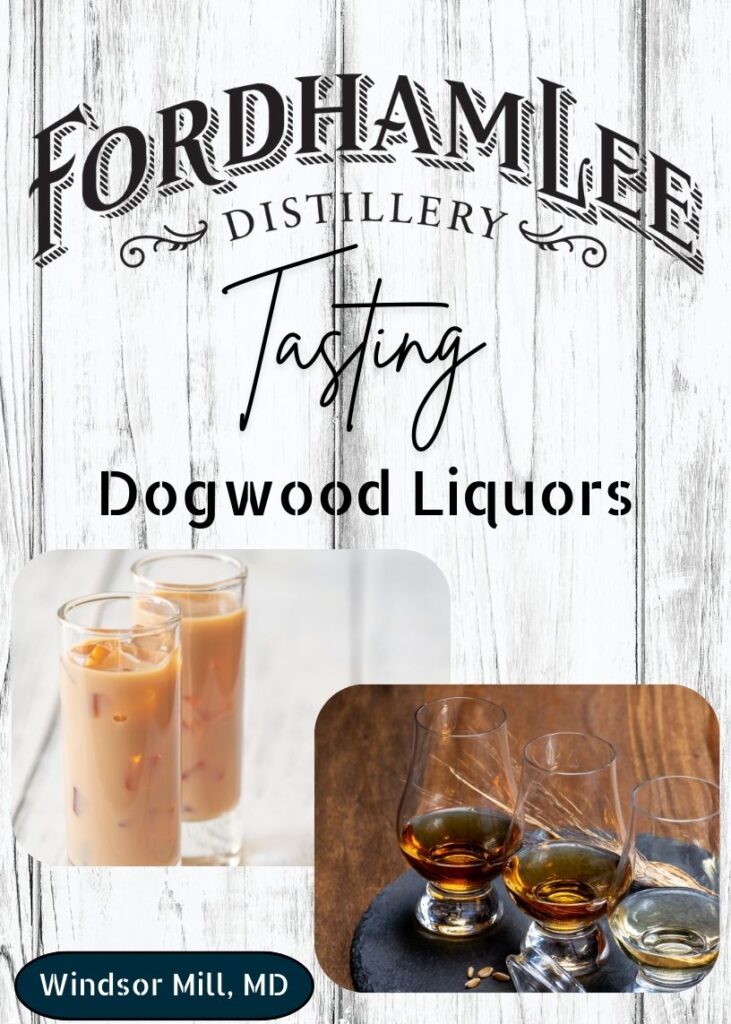 Fordham Lee tasting event at Dogwood Liquors in Windsor Mill, MD featuring cream liqueurs and bourbon samples